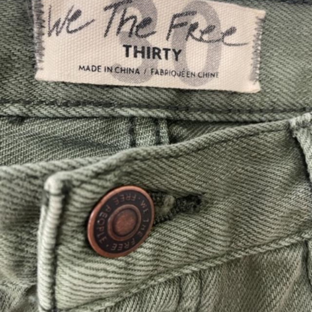 NWT $68 We The Free People Sage Green Distressed Hi-Rise Shorts - Picture 6 of 11